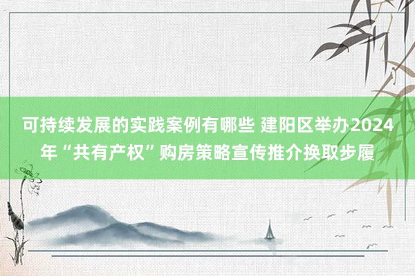 可持续发展的实践案例有哪些 建阳区举办2024年“共有产权”购房策略宣传推介换取步履