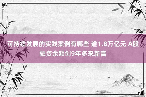 可持续发展的实践案例有哪些 逾1.8万亿元 A股融资余额创9年多来新高