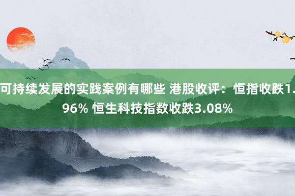 可持续发展的实践案例有哪些 港股收评：恒指收跌1.96% 恒生科技指数收跌3.08%