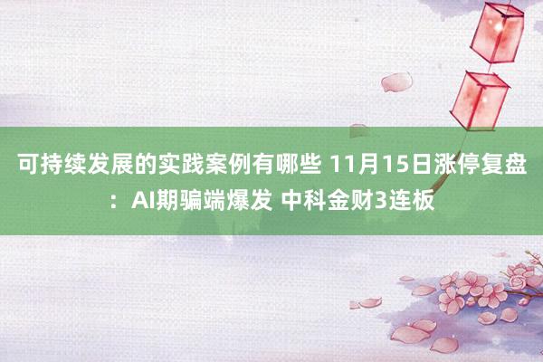 可持续发展的实践案例有哪些 11月15日涨停复盘：AI期骗端爆发 中科金财3连板