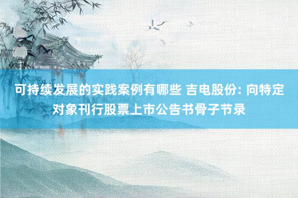 可持续发展的实践案例有哪些 吉电股份: 向特定对象刊行股票上市公告书骨子节录