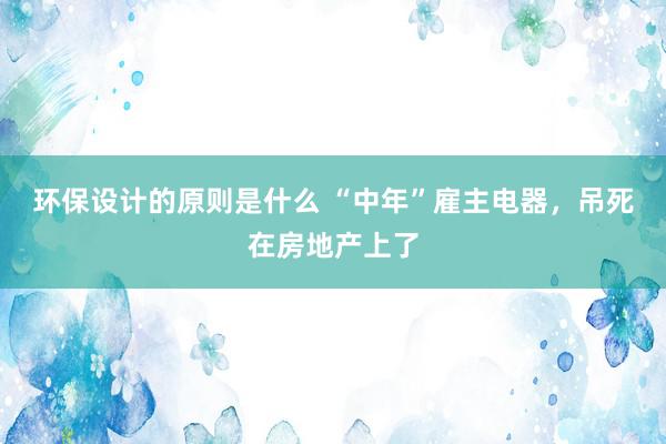 环保设计的原则是什么 “中年”雇主电器，吊死在房地产上了