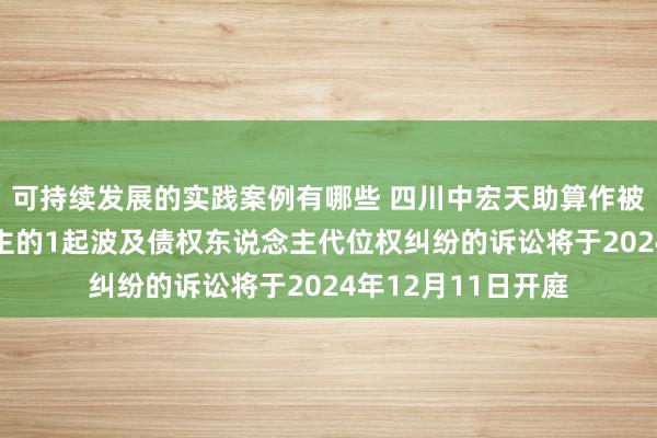 可持续发展的实践案例有哪些 四川中宏天助算作被告/被上诉东说念主的1起波及债权东说念主代位权纠纷的诉讼将于2024年12月11日开庭