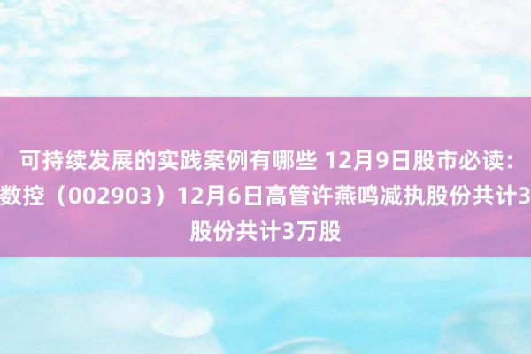 可持续发展的实践案例有哪些 12月9日股市必读：宇环数控（002903）12月6日高管许燕鸣减执股份共计3万股