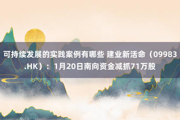 可持续发展的实践案例有哪些 建业新活命（09983.HK）：1月20日南向资金减抓71万股